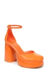 Circus Ny Rosa Two-piece Ankle-strap Platform Pumps In Orange Popsicle Patent