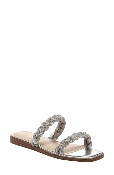 Sam Edelman Inette Rhinestone Braided Slide Sandals In Silver
