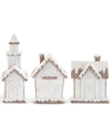 K & K INTERIORS SET OF 3 GLITTERED FROSTED GINGERBREAD HOUSES