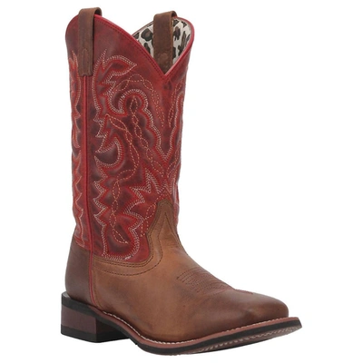 Dan Post Darla Leather Western Cowboy Boot In Tan/red In Multi