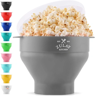 Zulay Kitchen Silicone Popcorn Popper Microwave Collapsible Bowl With Lid In Grey