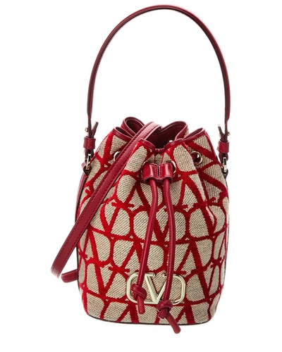 Valentino Garavani Vlogo Iconographe Mini Canvas Bucket Bag In Red