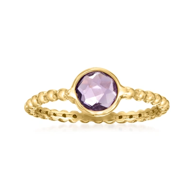 Ross-simons Italian . Amethyst Beaded Ring In 14kt Yellow Gold In Purple