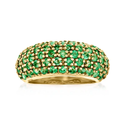 Ross-simons Emerald Wide Ring In 14kt Yellow Gold In Green