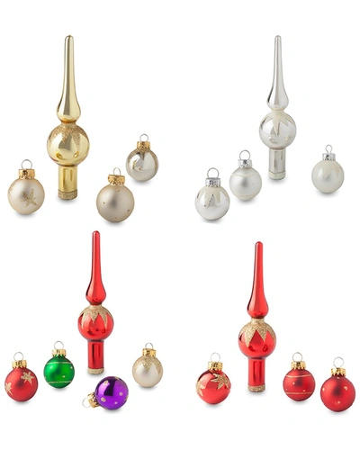 Kurt Adler 15pc Glass Mini Deco Christmas Ornaments (4 Assorted Colors) In Multicolor
