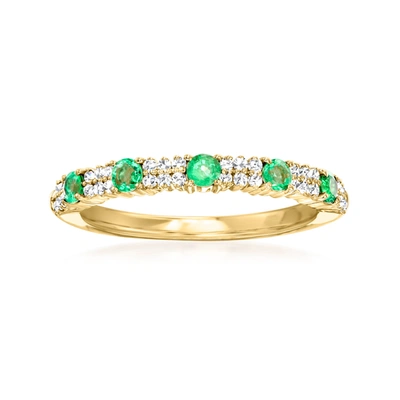Ross-simons Emerald And . Diamond Ring In 18kt Yellow Gold In Green