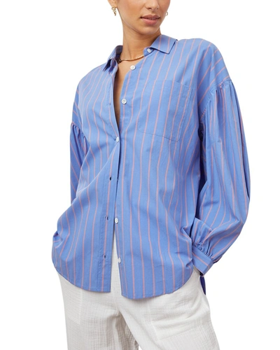 Rails Janae Striped Balloon-sleeve Button-front Shirt In Blue