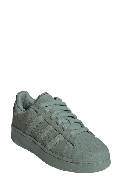 Adidas Originals Superstar Xlg Trainer In Silver Green/crystal White/green Oxide