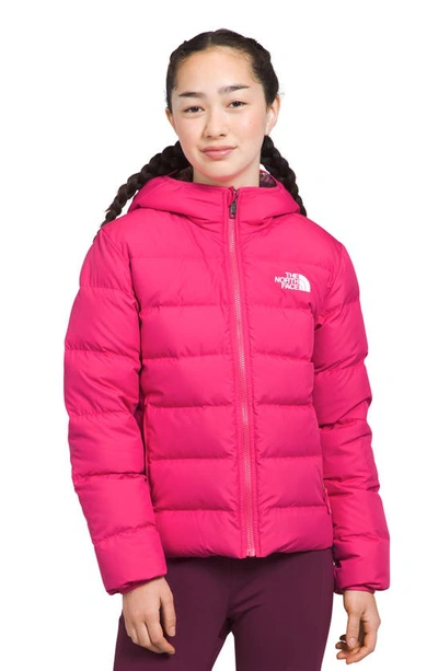 The North Face Kids' Reversible Hooded 600-fill Power Down Jacket In Mr. Pink