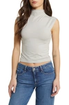 Madewell Funnel Neck Crop Muscle Tee In Weathered Concrete