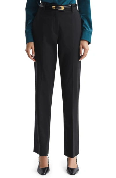 Reiss Black Petite Slim Fit Wool Blend Trousers