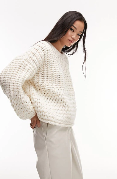 Topshop Chunky Sweater In White