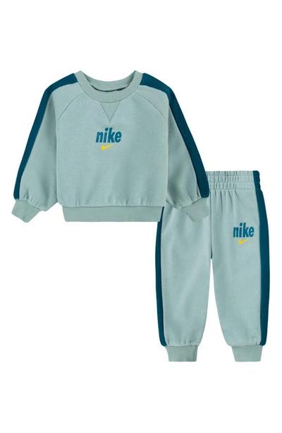 Nike Babies' Cozy Crewneck Sweatshirt & Joggers Set In Mineral