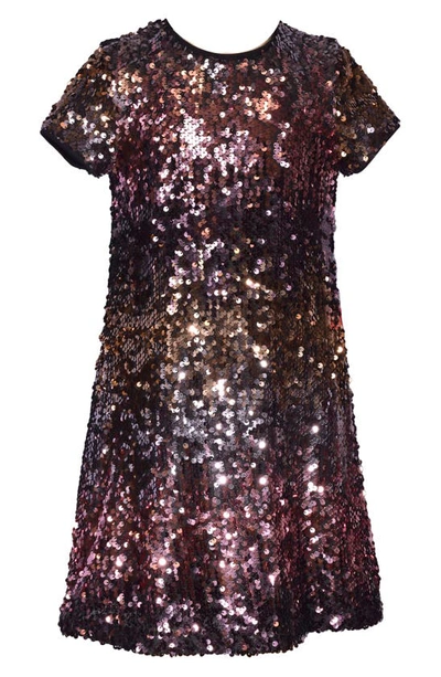 Iris & Ivy Kids' Ombré Sequin T-shirt Dress In Rose Gold