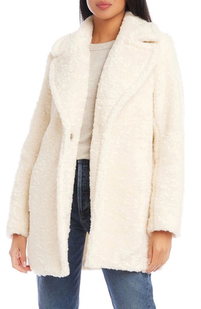 Karen Kane Faux Shearling Coat In Cream