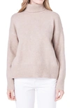 English Factory Notch Hem Turtleneck Sweater In Taupe