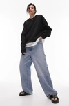 Topshop Seam Oversize Sweatshirt In Black
