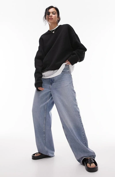 Topshop Seam Oversize Sweatshirt In Black