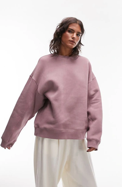 Topshop Seam Oversize Sweatshirt In Light Pink