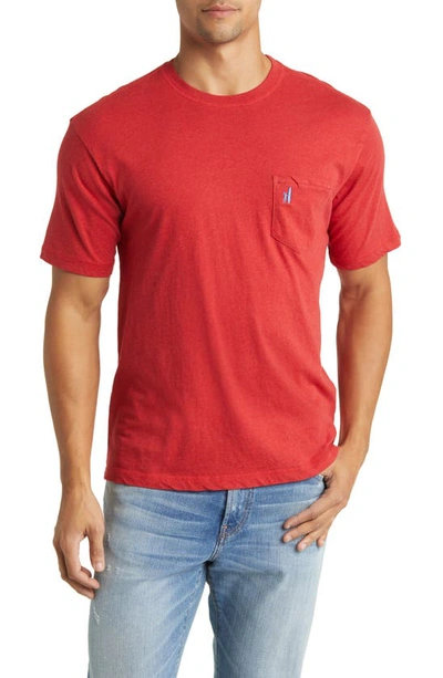 Johnnie-o Dale Heathered Pocket T-shirt In Ruby Red