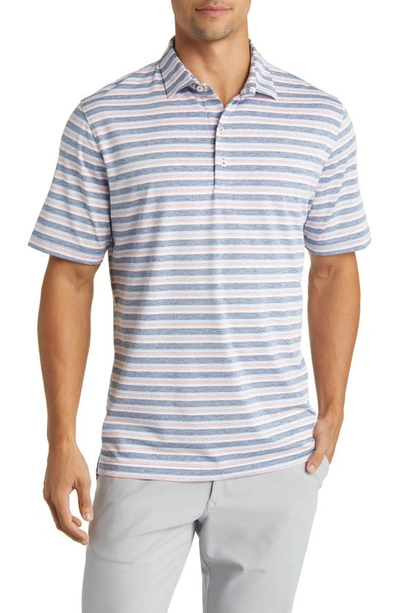 Johnnie-o Crew Stripe Prep-formance Polo In Lake