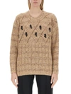 Cormio Oversize Knitwear Crew Neck Diamond Pattern In Neutral