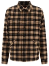 Kenzo Checked Wool-blend Overshirt In Beige