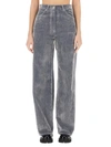 Msgm High-rise Wide-leg Trousers Contrast Stitching In Grey