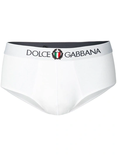 Dolce & Gabbana Branded Boxer Briefs In White
