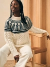 Faherty Native Knitter Frost Fair Isle Crew Sweater In White Sheep Camp