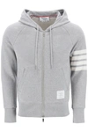 Thom Browne Mens Light Grey Striped Brand-patch Cotton-jersey Hoody In Grey