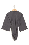 Go Couture Mock Neck Ruched Body-con Minidress In Charcoal