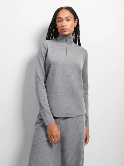 Pangaia Regenerative Merino Wool Half-zip Sweater In Grey Marl