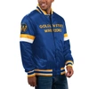 STARTER STARTER ROYAL GOLDEN STATE WARRIORS HOME GAME SATIN FULL-SNAP VARSITY JACKET