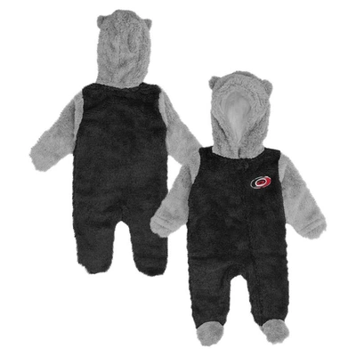 Outerstuff Babies' Newborn And Infant Boys And Girls Black Carolina Hurricanes Game Nap Teddy Fleece Bunting Full-zip S