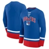Fanatics Branded Blue New York Rangers Back Pass Lace-up Long Sleeve T-shirt In Blue