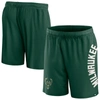 Fanatics Branded Hunter Green Milwaukee Bucks Post Up Mesh Shorts In Hunter Green