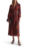 Reiss Maya Animal Print Midi Dress In Red