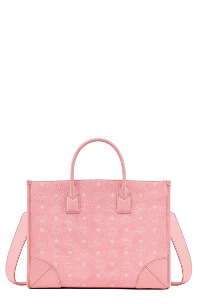 Mcm Large Munchen Tote Bag In Bloosom Pink