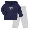 OUTERSTUFF INFANT NAVY/HEATHER grey NEW YORK YANKEES PLAY BY PLAY PULLOVER HOODIE & trousers SET