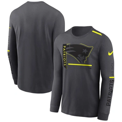 Nike New England Patriots Volt  Men's Dri-fit Nfl Long-sleeve T-shirt In Black