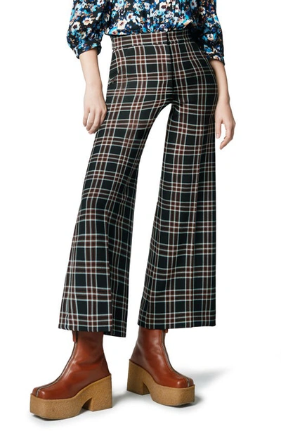 Smythe High-rise Wide-leg Wool Plaid Culottes In Multi