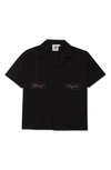 THE RAD BLACK EMBROIDERED SHORT SLEEVE COTTON CAMP SHIRT