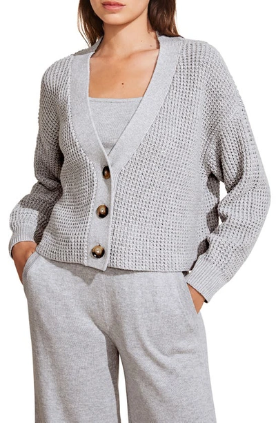 Eberjey Recycled Button-down Cropped Cardigan In Heather Grey