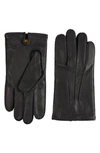 Hickey Freeman Cashmere Lined Leather Gloves In Black