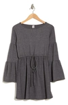 Go Couture Tiered Long Sleeve Minidress In Charcoal
