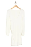 Go Couture Ruched Long Sleeve Dress In Ivory