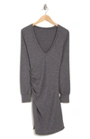 Go Couture Ruched Long Sleeve Dress In Charcoal