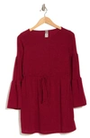 Go Couture Tiered Long Sleeve Minidress In Red