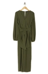 WISHLIST WISHLIST LONG SLEEVE FAUX WRAP JUMPSUIT